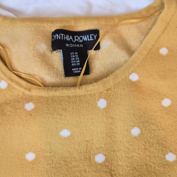 Cynthia Rowley Yellow Polka Dot Crewneck Sweater Size 1X - Picture 2 of 6